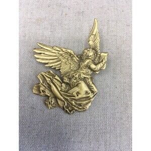 VTG MFA Museum Of Fine Arts Gold Tone Textured Angel Art Nouveau Style Brooch